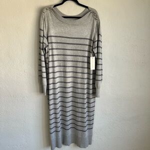 Madison Hudson Woman Gray Long Sleep Sweater Dress, Size 3X